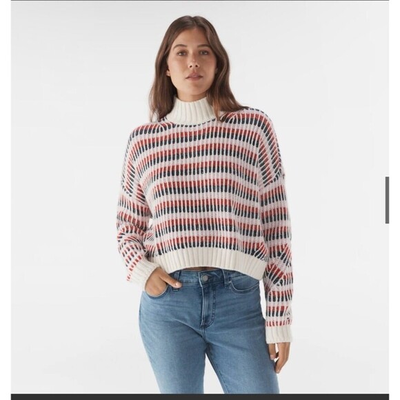 Tommy Jeans Women's Multi Plaited Sweater Wool Blend White/Multi Size M NWT - Picture 1 of 12